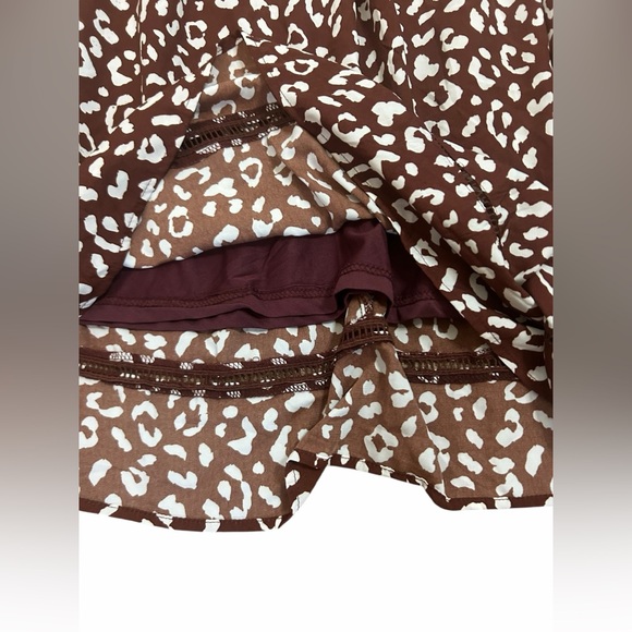 &merci Brown & White Leopard Ruffle Short Sleeve Swing Dress Women’s Sz Small - Picture 7 of 13